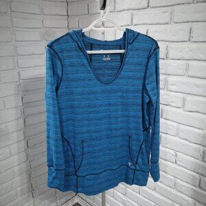 Champion Ladies V-neck Teal Blue Hooded Pullover